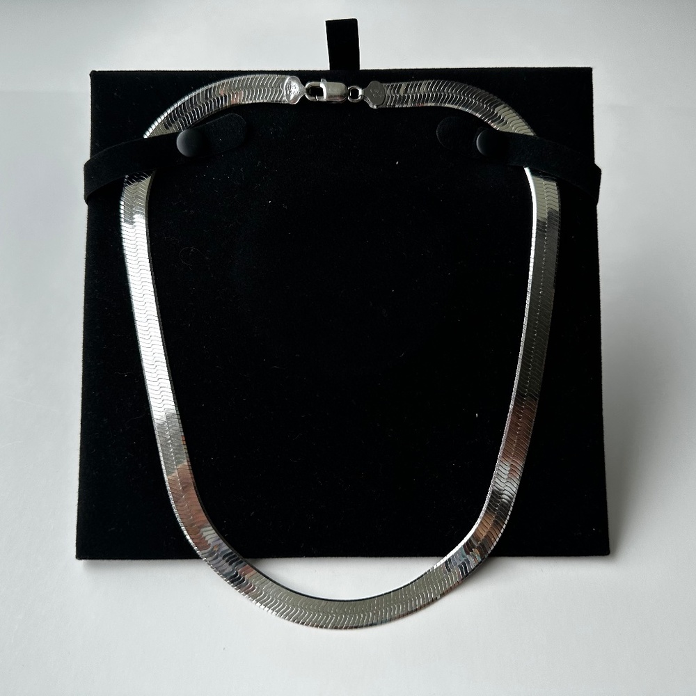 Sterling Silver 5.4mm Herringbone Chain Necklace 18” Solid .925